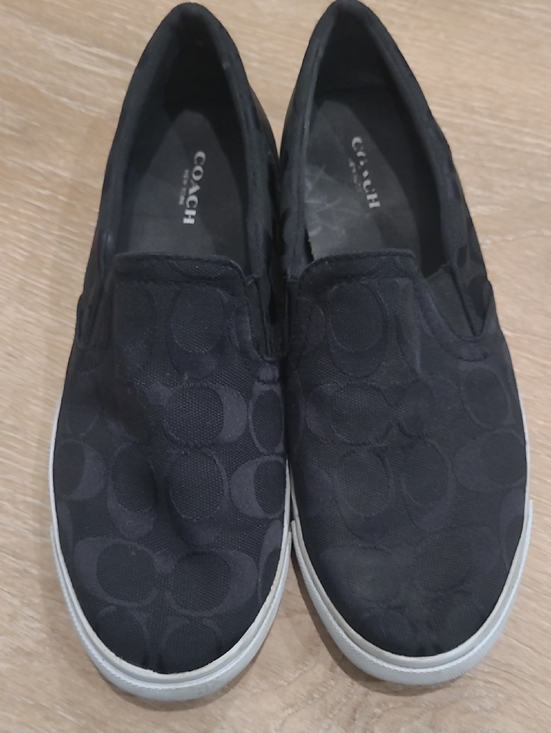 Coach Shoes - COACH Black Signature Jacquard Slip-On Sneakers